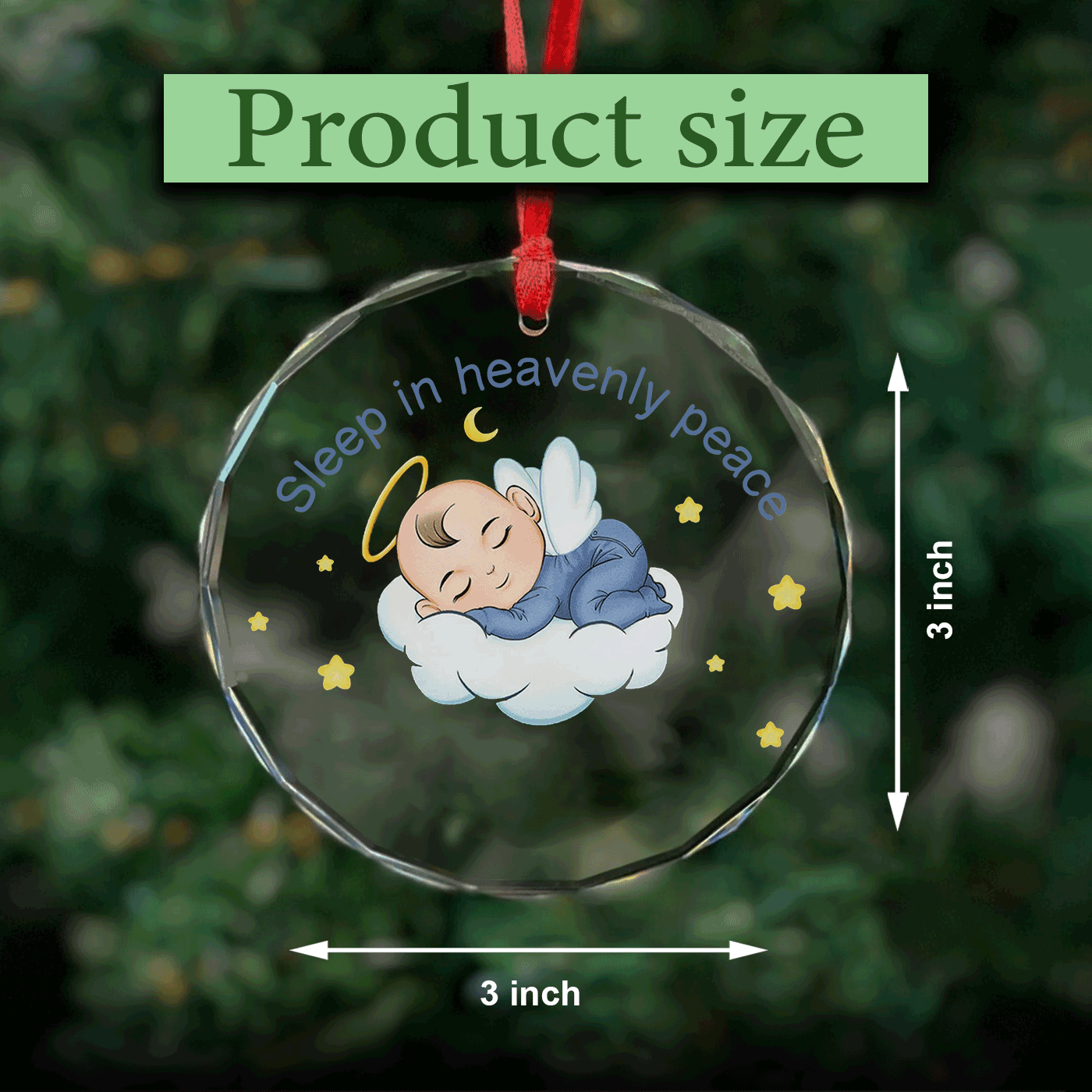 Sleep in Heavenly Peace Baby Angel | A Precious Keepsake for Christmas | Glass Ornament
